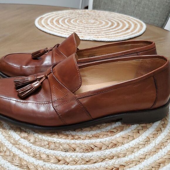 Johnston & Murphy Cellini Tan Calfskin Loafers Italian, Size 11M - Picture 4 of 10